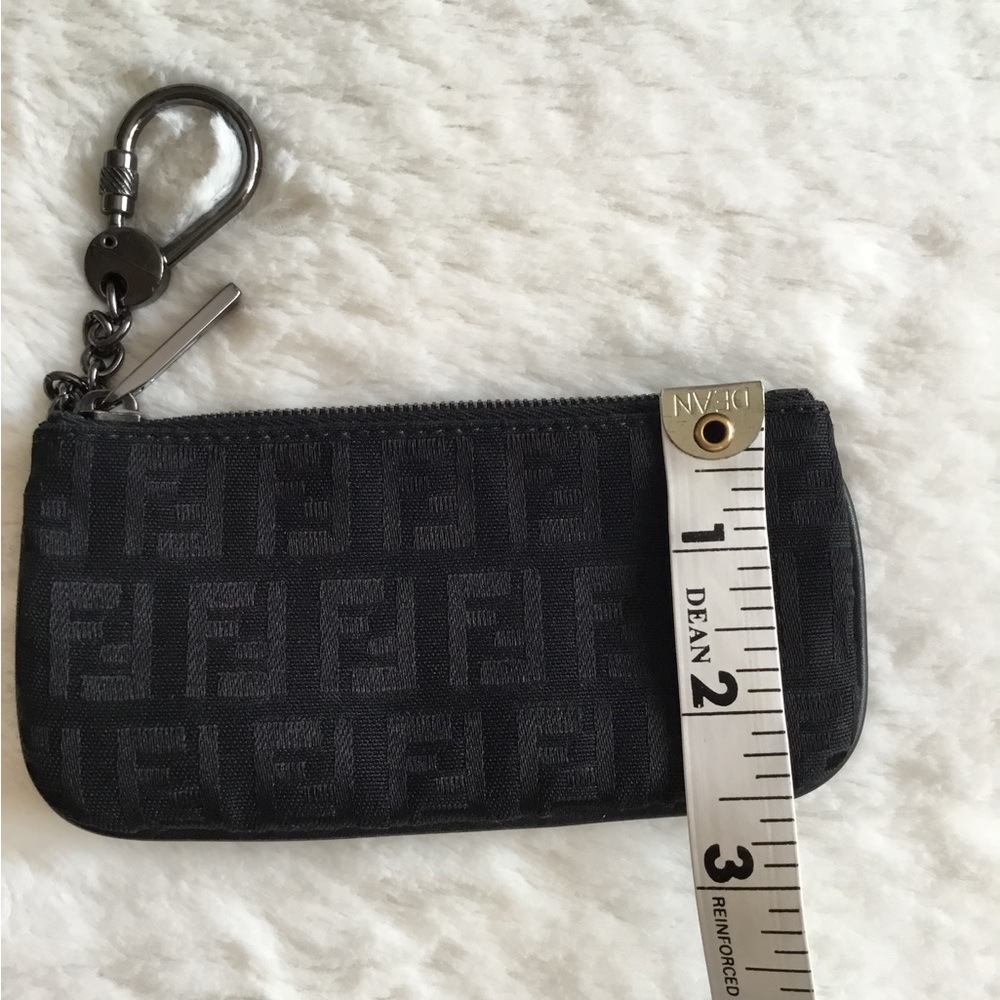 Auth FENDI Zucchino Small Pouch keychain Black Canvas - Picture 6 of 9